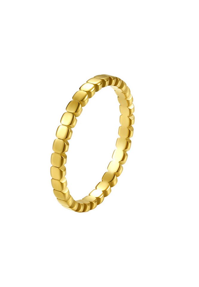 Hey Happiness Fingerring Mini Rechtecke, Stapelring, Basic Band Ring aus Edelstahl, 18K Vergoldet von Hey Happiness