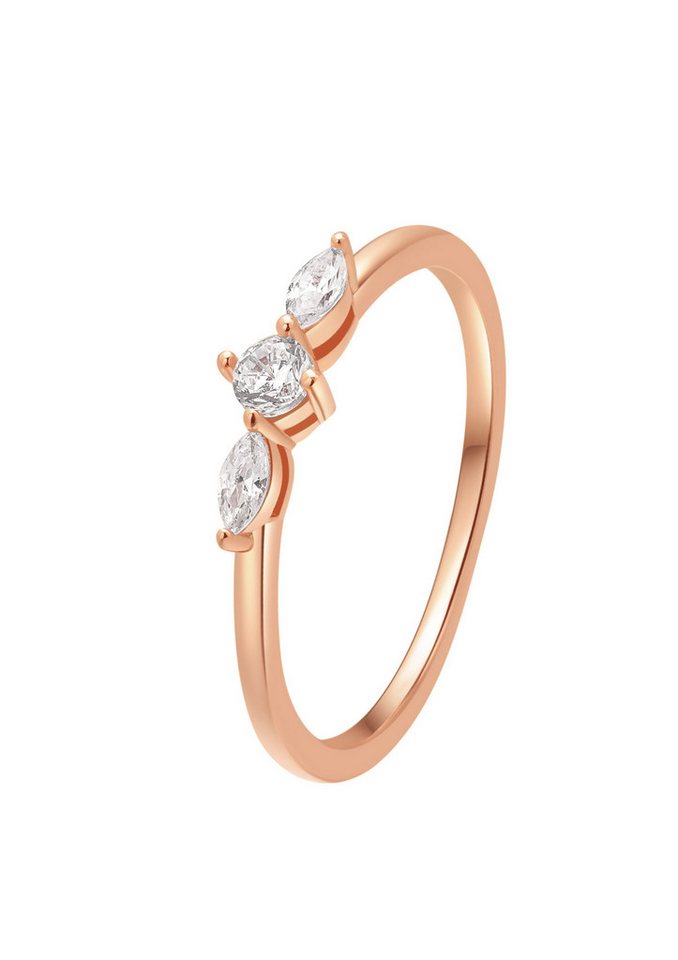 Hey Happiness Fingerring Nexus Zirkonia, 18K Roségold Vergoldet Trauring, 925 Silber Fingerring Damen Kristalle, Verlobungsring elegant von Hey Happiness