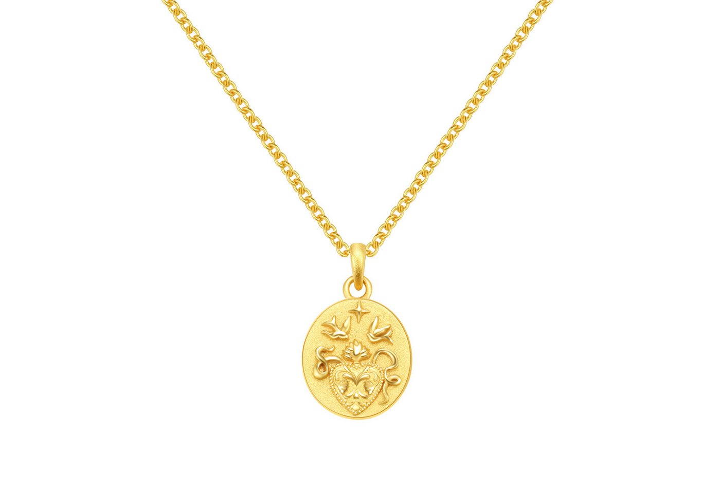 Hey Happiness Freundschaftskette 'Pfleger' Halskette Silber 925 mit Bedeutung Mitgefühl, 18K Gold, Filigrane Damenkette Anhänger Platte Herz, romantische Symbolkette von Hey Happiness