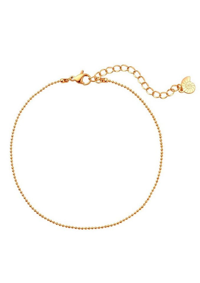 Hey Happiness Fußkette Damen Kugelkette Erbskette, 18K Roségold Vergoldet, Basic Fußband Edelstahl Satellite Kette, wasserfest von Hey Happiness