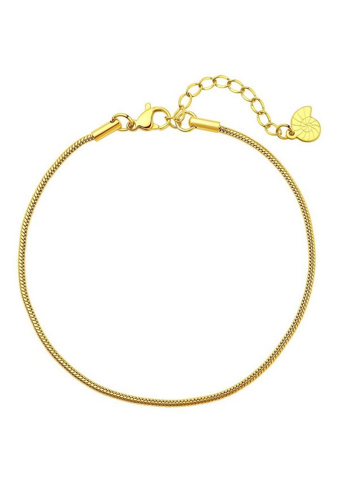 Hey Happiness Fußkette Schlange Edelstahl Damen 18K Roségold vergoldet, Fußband Schlangenkette abgerundet, wasserfest von Hey Happiness