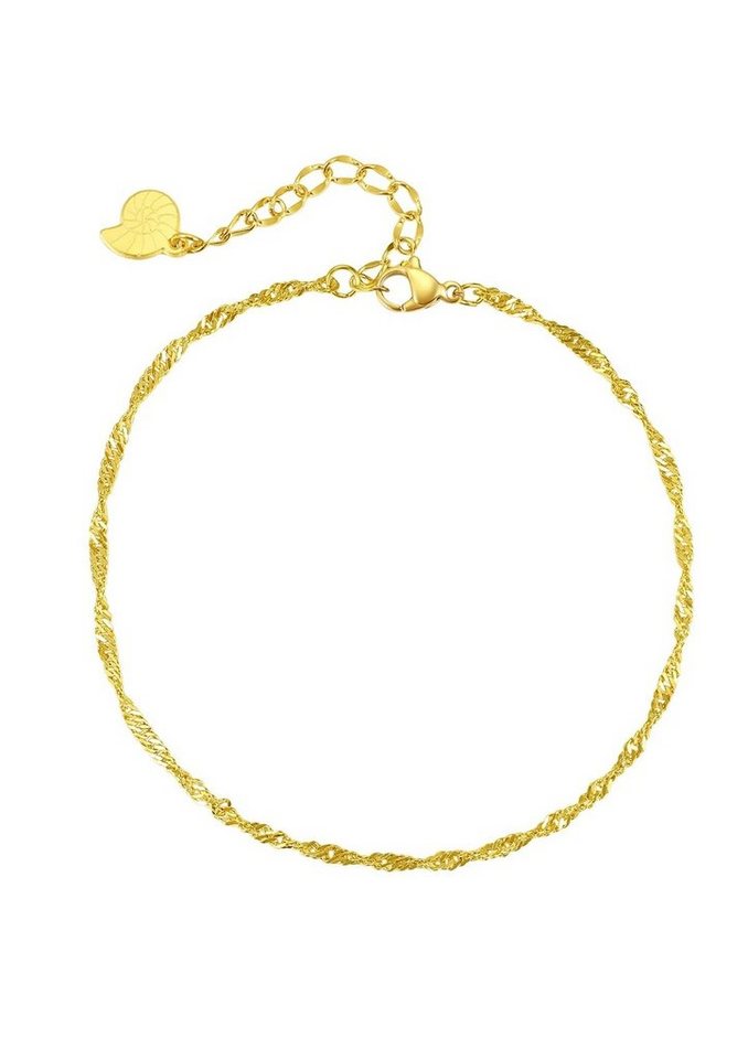 Hey Happiness Fußkette Singapur gedreht, Kordel Kettchen 18K Roségold vergoldet, Damen Fußband Edelstahl, wasserfest von Hey Happiness