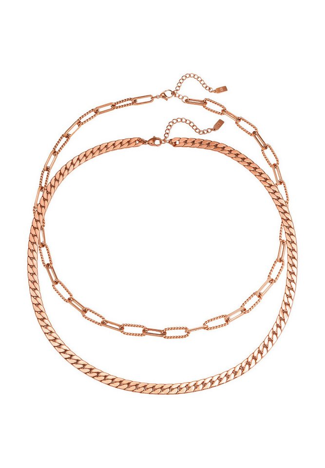 Hey Happiness Gliederketten-Set Chunky Paperclip & Panzerkette, Wasserfestes Ketten-Set Damen, vergoldet Hey Happiness Gliederketten-Set Chunky Paperclip & Panzerkette, Wasserfestes Ketten-Set Damen, vergoldet von Hey Happiness