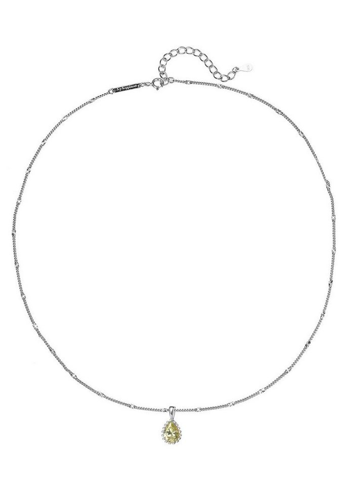 Hey Happiness Kette mit Anhänger Tropfen Gesundheit & Vitalität hängend, 18K Vergoldet, 925 Silber Kette Damen Kristall grün farbig, mit Bedeutung von Hey Happiness