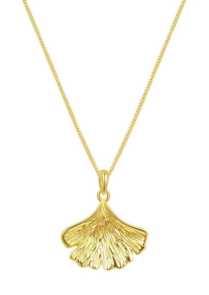 Hey Happiness Kette mit Anhänger Silber 925 Damen Ginkgo, 18K Vergoldet Charm Fächer, Halskette Gingko Blatt hängend, Talisman von Hey Happiness