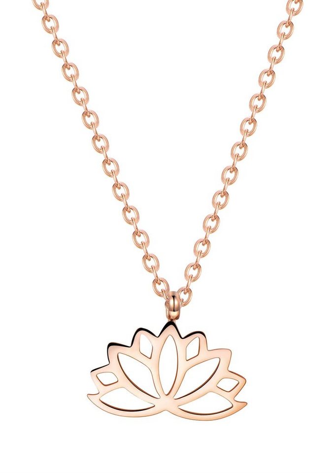 Hey Happiness Kette mit Anhänger Kette Damen Blume hängend, Edelstahlkette Charm, Halskette Damen Lotus 18K Gold Roségold, wasserfest von Hey Happiness