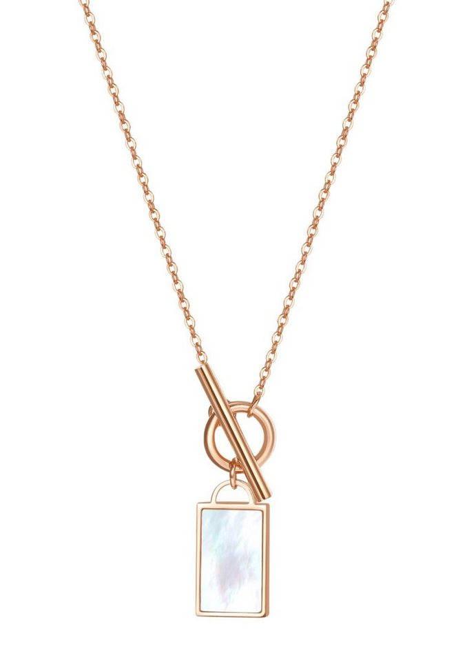 Hey Happiness Kette mit Anhänger Kette Viereck Anhänger Muschelschale, 18K Gold Roségold, Edelstahl T-Steg Kette Perlmutt mit Knebelverschluss, wasserfest Hey Happiness Kette mit Anhänger Kette Viereck Anhänger Muschelschale, 18K Gold Roségold, Edelstahl T-Steg Kette Perlmutt mit Knebelverschluss, wasserfest von Hey Happiness