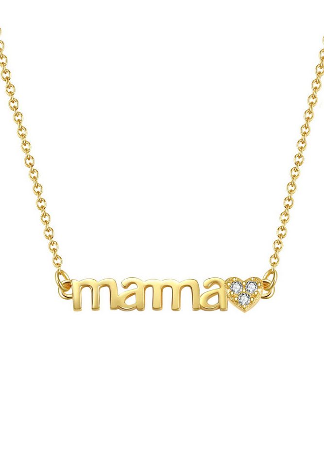 Hey Happiness Kette mit Anhänger Mama Muttertag, Kette Silber 925 Damen 18K vergoldet, Halskette Liebe Herz Zirkonia von Hey Happiness