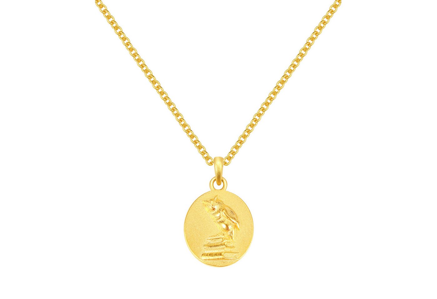 Hey Happiness Kette mit Anhänger Platte 'Weiser', Halskette Silber 925 mit Bedeutung, 18K Gold, Filigrane Damenkette Anhänger Geo Eule, Symbolkette von Hey Happiness