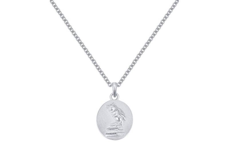 Hey Happiness Kette mit Anhänger Platte 'Weiser', Halskette Silber 925 mit Bedeutung, 18K Gold, Filigrane Damenkette Anhänger Geo Eule, Symbolkette von Hey Happiness