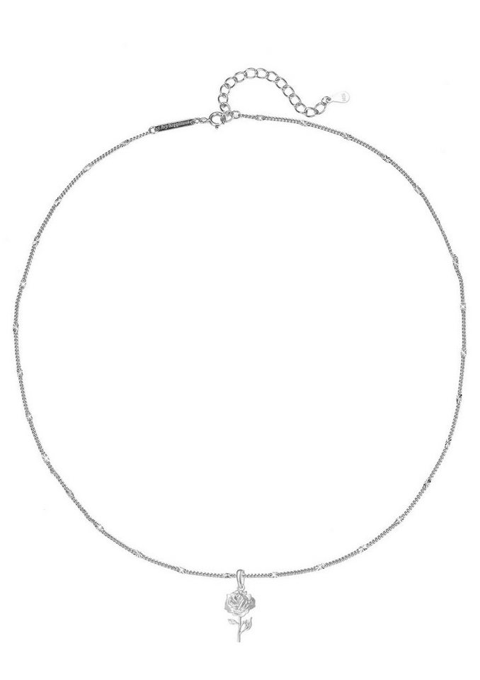 Hey Happiness Kette mit Anhänger Rose, 925 Silber Halskette Blume Charm, Feine Damen Silberkette Anhänger Rose, 18K vergoldet von Hey Happiness