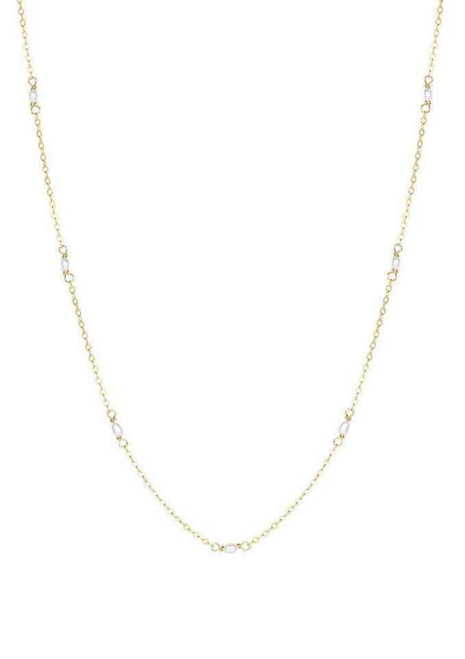 Hey Happiness Kette mit Anhänger Kette Perlen Roségold Gold Sterlingsilber, weiß, 41-46 cm verstellbar, Feine Perlenkette Damen 925 Silber, Süßwasserperlen, Brautschmuck von Hey Happiness