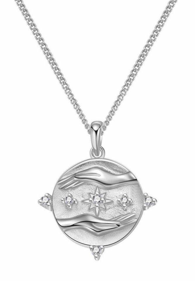 Hey Happiness Kette mit Anhänger mit Gravur Damen Silber 925 hängend, Statementkette Abundance mit Bedeutung, Halskette Anhänger Stern Zirkonia, 18K vergoldet Glücksbringer von Hey Happiness