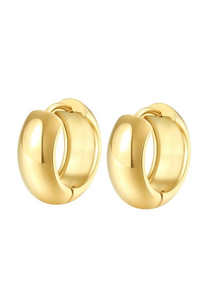 Hey Happiness Klappcreolen Edelstahl Ohrringe Damen 18K vergoldet massiv, Creolen Gold rund dick, wasserfest Hey Happiness Klappcreolen Edelstahl Ohrringe Damen 18K vergoldet massiv, Creolen Gold rund dick, wasserfest von Hey Happiness