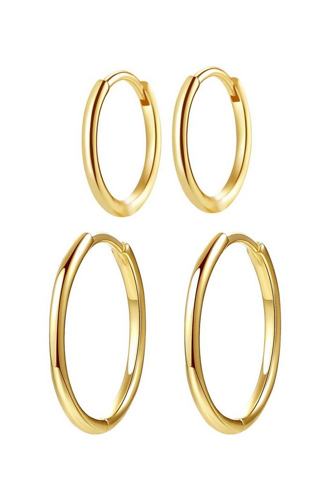 Hey Happiness Klappcreolen Silber 925 Set Herren, Unisex Basic, 18K Goldene Ohrringe für Männer, 4er Set Silber Ohrringe von Hey Happiness