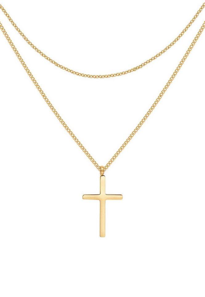 Hey Happiness Kreuzkette Layered, wasserfest, Herren Kette mit Kreuz Anhänger Hey Happiness Kreuzkette Layered, wasserfest, Herren Kette mit Kreuz Anhänger von Hey Happiness