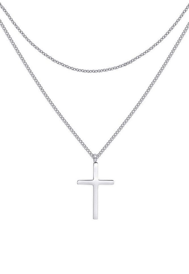 Hey Happiness Kreuzkette Layered, wasserfest, Herren Kette mit Kreuz Anhänger Hey Happiness Kreuzkette Layered, wasserfest, Herren Kette mit Kreuz Anhänger von Hey Happiness