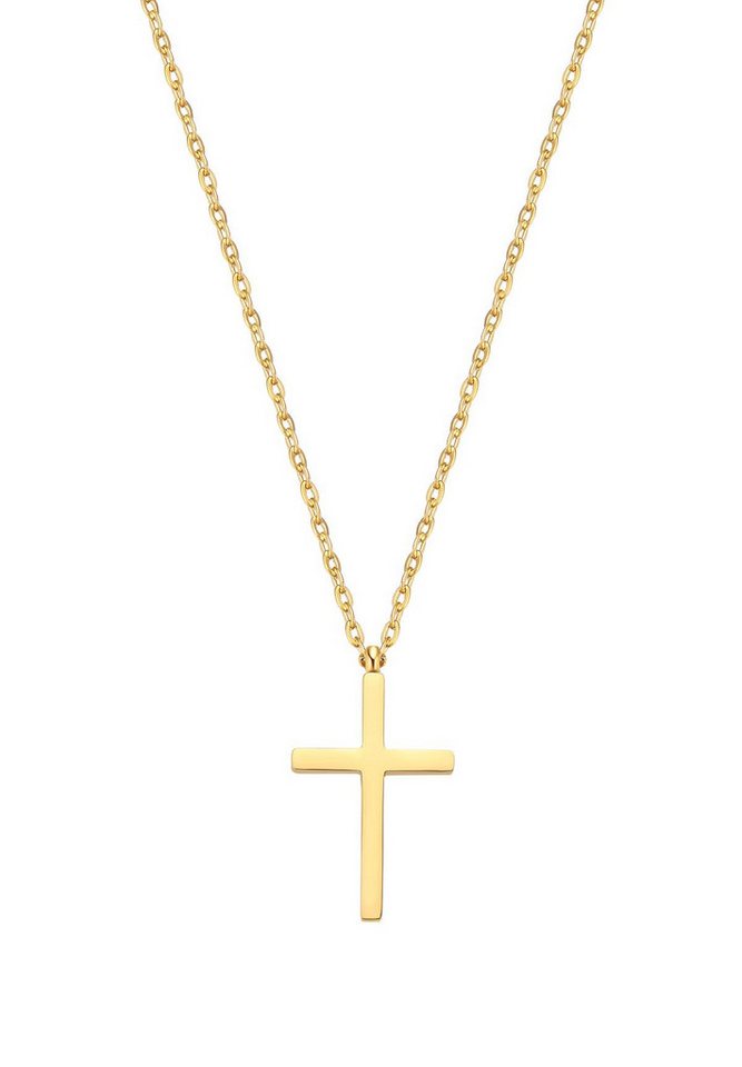 Hey Happiness Kreuzkette mit Anhänger Kreuz, wasserfest, Elegante Damen Halskette in 2 Längen, vergoldet von Hey Happiness