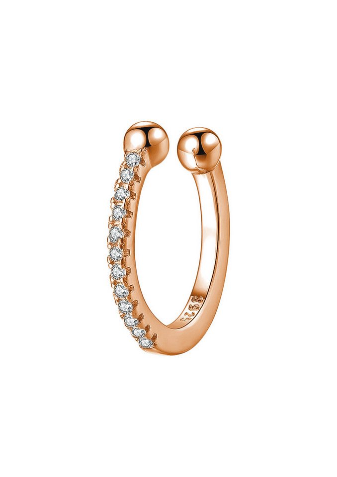 Hey Happiness Ohrklemme Basic Single Ear Cuff Zirkonia, Fake Ohrring Silber, Vergoldeter 925 Silber Damen Ohrring ohne Loch, klare/grüne Kristalle von Hey Happiness