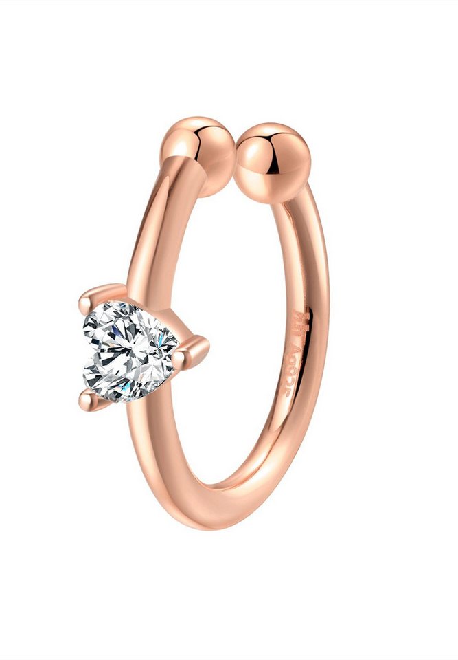 Hey Happiness Ohrklemme Edelsteine Herzen, Single / Drei-Zirkonia-Steine, Kleiner Ohrring ohne Loch, Ohr-Cuff aus 925 Silber von Hey Happiness