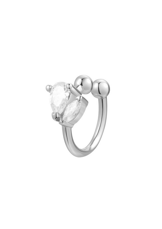 Hey Happiness Ohrklemme Feuerfunke Kristall, Ear Cuff Silber 925 Damen, Ohrmanschette 925 Silber Zirkonia klein, 18K vergoldet Geschenkidee von Hey Happiness