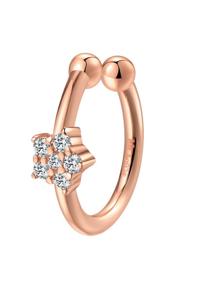 Hey Happiness Ohrklemme Flora & Fauna, aus 925 Silber vergoldet, Schmetterling und Blumen Ohrringe ohne Loch, Damen Ear Cuff von Hey Happiness