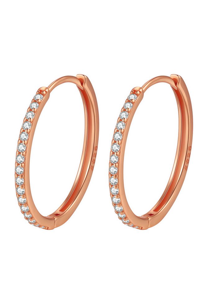 Hey Happiness Paar Creolen 925 Silber Kristalle Klein Mittel Groß, 18K Roségold vergoldet, Klassische runde Damen Silber Ohrringe Zirkonia, Geschenk Idee Hey Happiness Paar Creolen 925 Silber Kristalle Klein Mittel Groß, 18K Roségold vergoldet, Klassische runde Damen Silber Ohrringe Zirkonia, Geschenk Idee von Hey Happiness
