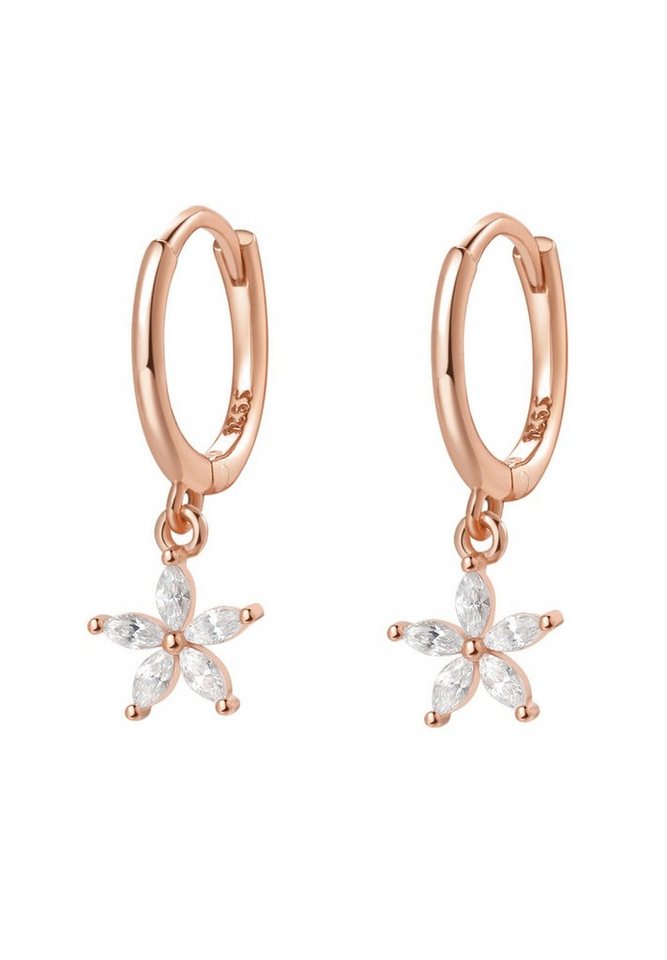 Hey Happiness Paar Creolen Blume 18K Roségold vergoldet, Silber 925 Ohrringe, Damen Ohrringe Gänseblümchen Kristall hängend, Brautschmuck Hey Happiness Paar Creolen Blume 18K Roségold vergoldet, Silber 925 Ohrringe, Damen Ohrringe Gänseblümchen Kristall hängend, Brautschmuck von Hey Happiness