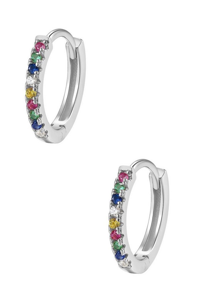 Hey Happiness Paar Creolen Farbige Zirkonias, Bunte Kristalle 925er Silber Ohrringe Damen Hey Happiness Paar Creolen Farbige Zirkonias, Bunte Kristalle 925er Silber Ohrringe Damen von Hey Happiness