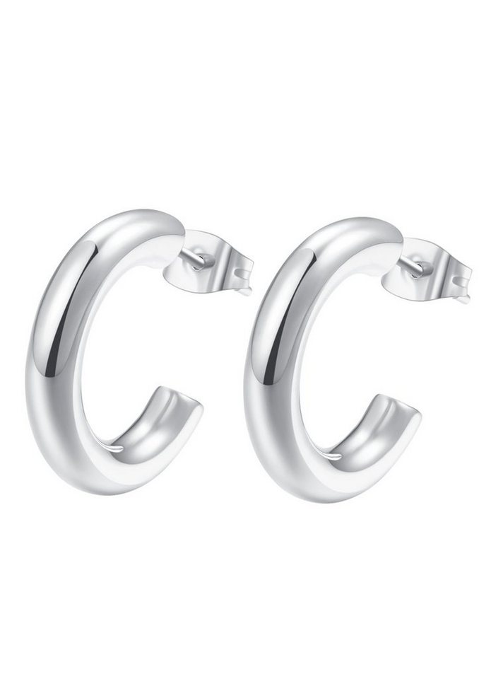 Hey Happiness Paar Creolen Basic Edelstahl Damen massiv, 18K Gold Roségold, Damen Ohrringe klein rund, Basic Ohrstecker offen, wasserfest von Hey Happiness