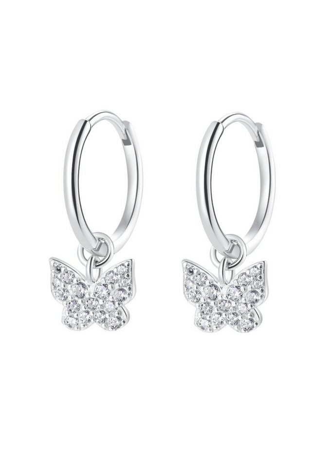 Hey Happiness Paar Creolen Schmetterling mit Zirkon, Zarte 925 Silber Ohrringe für Damen, Geschenk Idee Hey Happiness Paar Creolen Schmetterling mit Zirkon, Zarte 925 Silber Ohrringe für Damen, Geschenk Idee von Hey Happiness