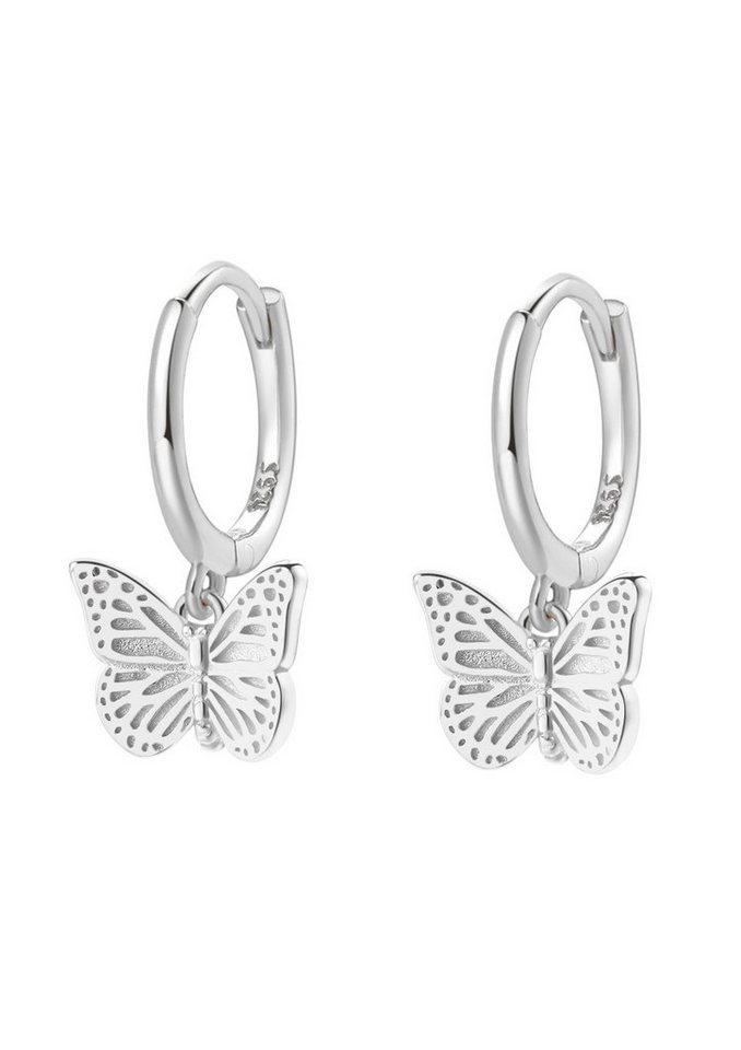 Hey Happiness Paar Creolen Silber 925 Schmetterling, 18K Vergoldet, Damen Ohrringe Silber 925 hängend, Geschenk Idee Hey Happiness Paar Creolen Silber 925 Schmetterling, 18K Vergoldet, Damen Ohrringe Silber 925 hängend, Geschenk Idee von Hey Happiness