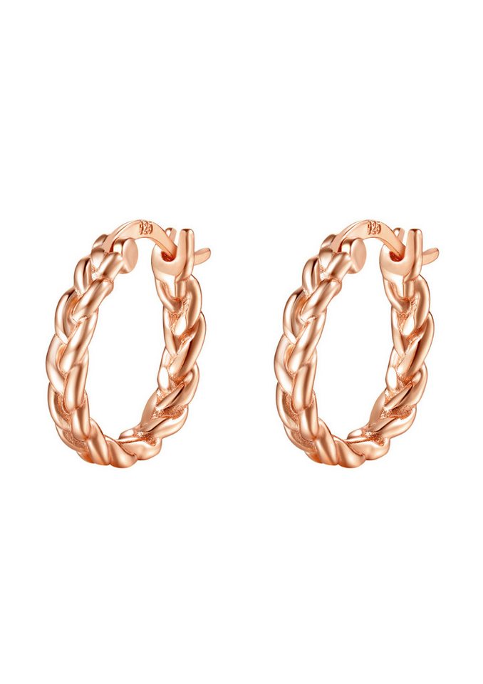 Hey Happiness Paar Creolen Silber 925 Damen geflochten, 18K Roségold Vergoldet Runde Silber Ohrringe, Geschenk Idee von Hey Happiness