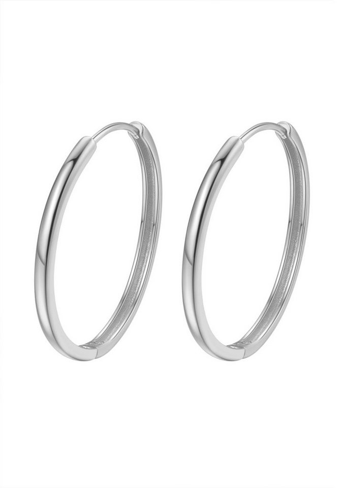 Hey Happiness Paar Creolen Silber 925 18K Roségold vergoldet, Basic Ohrringe, Damen Silber Creolen Groß rund, Ø30 mm, stapelbar von Hey Happiness