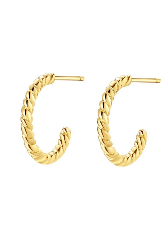 Hey Happiness Paar Creolen Silber 925 Damen offen verdreht, Silberohrstecker 18K Vergoldet, Silber Ohrringe Kordel rund klein, Geschenk Idee Hey Happiness Paar Creolen Silber 925 Damen offen verdreht, Silberohrstecker 18K Vergoldet, Silber Ohrringe Kordel rund klein, Geschenk Idee von Hey Happiness