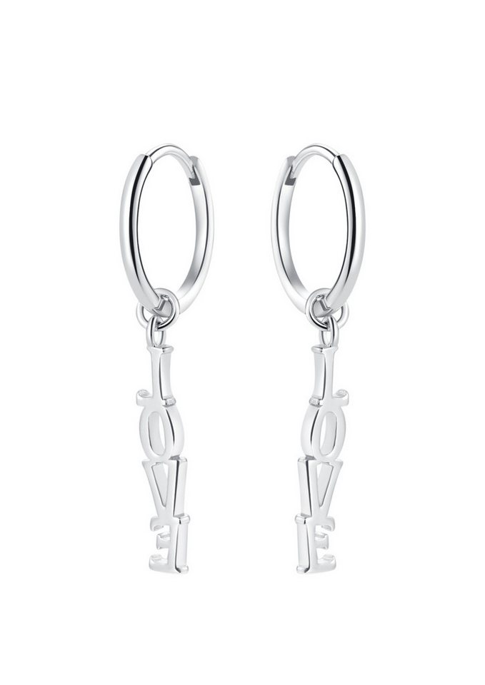 Hey Happiness Paar Ohrhänger Charms LOVE Buchstaben, 18K vergoldete 925 Silber Damen Creolen Ohrringe romantisch von Hey Happiness