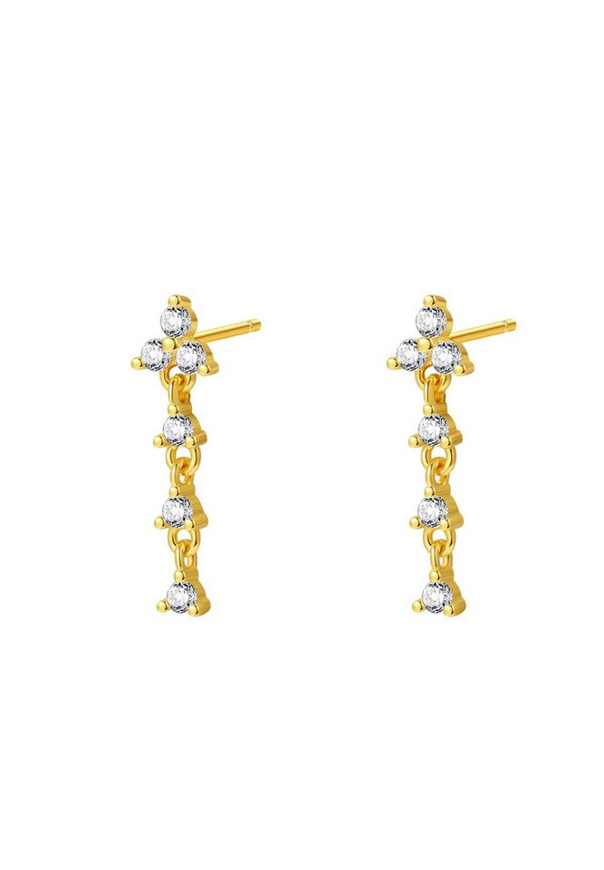 Hey Happiness Paar Ohrhänger Dreieck Zirkonia Kristalle, Vergoldet 18K Roségold, Ketten Ohrstecker Ohrringe Silber 925, Brautschmuck Hey Happiness Paar Ohrhänger Dreieck Zirkonia Kristalle, Vergoldet 18K Roségold, Ketten Ohrstecker Ohrringe Silber 925, Brautschmuck von Hey Happiness