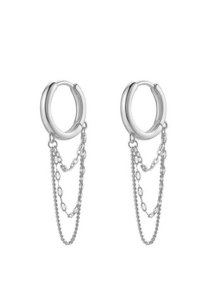 Hey Happiness Paar Ohrhänger Dreifache Kette & Creole, Moderne Damen Creolen 925 Silber, vergoldet von Hey Happiness