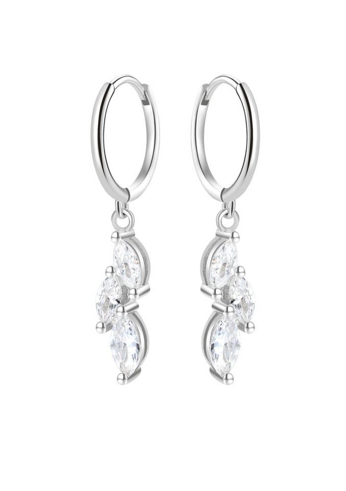 Hey Happiness Paar Ohrhänger Tropfen Kristalle, Damen Silber Ohrringe, Silber 925 Creolen Zirkonia Anhänger, Brautschmuck von Hey Happiness