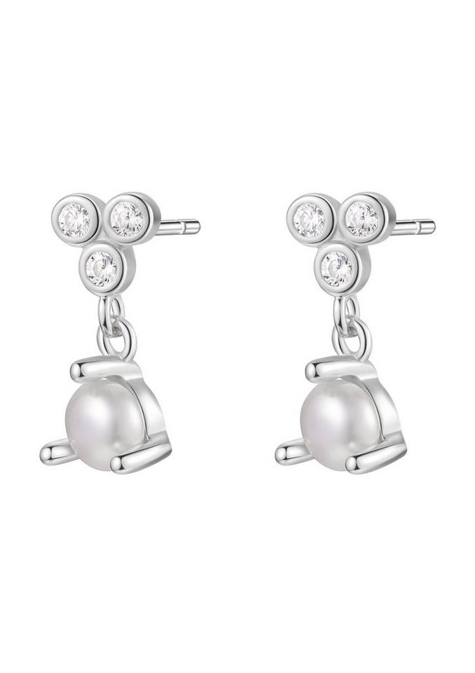 Hey Happiness Paar Ohrhänger 925 Silber Damen Ohrringe Perle hängend, 18K Gold, Perlen Ohrringe mit Zirkonia, Tropfen Ohrstecker, Brautschmuck von Hey Happiness