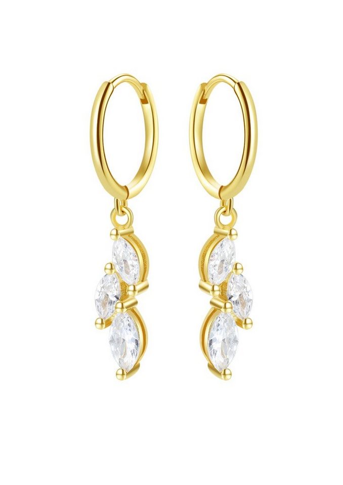 Hey Happiness Paar Ohrhänger Tropfen Kristalle, Damen Silber Ohrringe, Silber 925 Creolen Zirkonia Anhänger, Brautschmuck von Hey Happiness