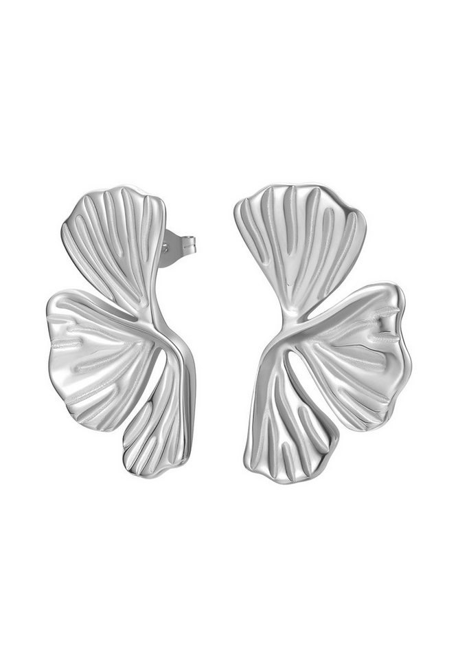 Hey Happiness Paar Ohrstecker Ginkgo Blatt, Statement Große Ohrringe Edelstahl für Damen, vergoldet von Hey Happiness