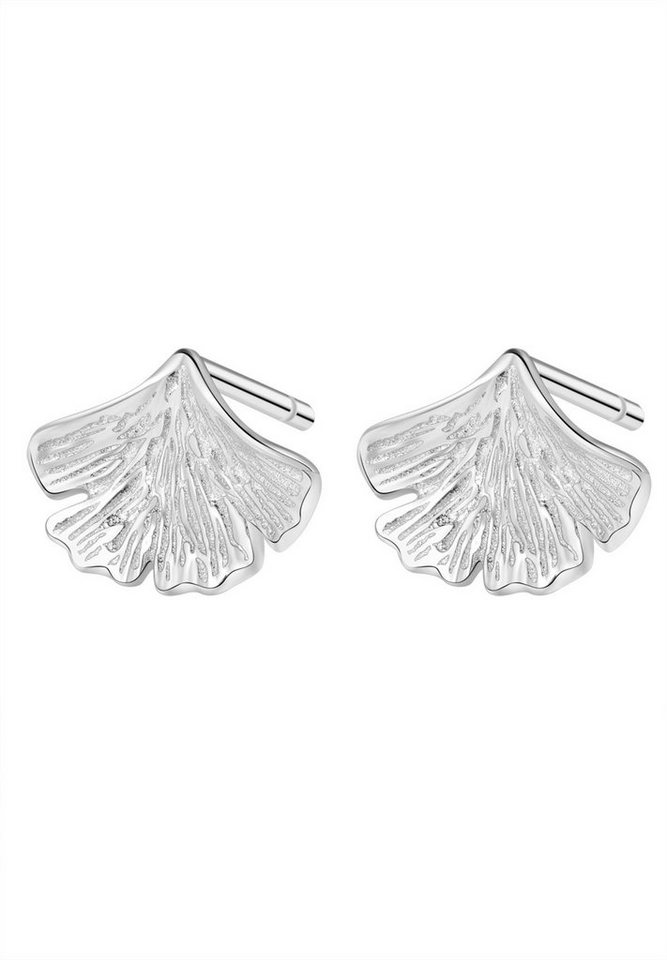 Hey Happiness Paar Ohrstecker Silber 925 Damen Ginkgo, Ohrringe Fächer Blatt, Silber Ohrstecker Ginkgo Blatt Vergoldet 18K, Geschenk Idee von Hey Happiness