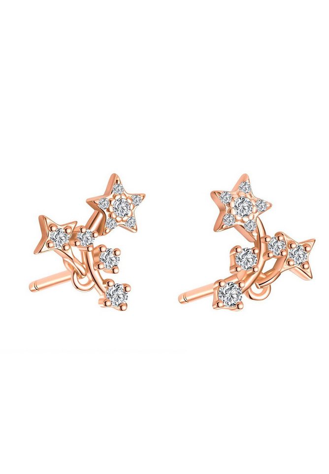 Hey Happiness Paar Ohrstecker Stern Nachthimmel, mit Zirkonia, Zarte Kleine Damen Ohrringe Silber 925 von Hey Happiness