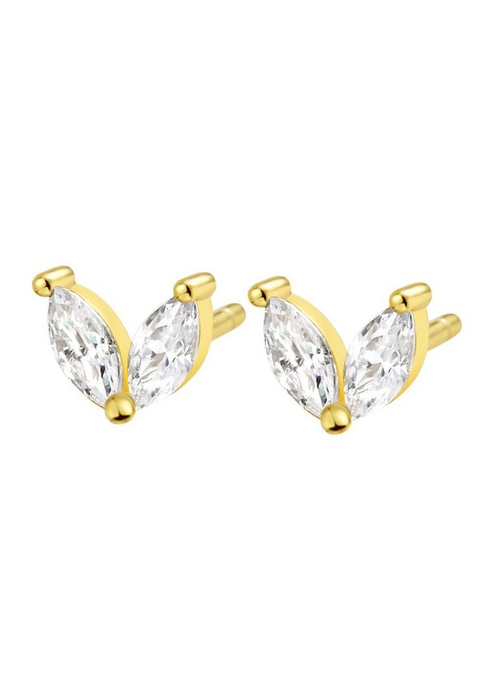 Hey Happiness Paar Ohrstecker V-Form Kristall klein, Silber Ohrringe 18K vergoldet, Damen Ohrstecker 925 Silber Zirkonia, Geschenk Idee von Hey Happiness