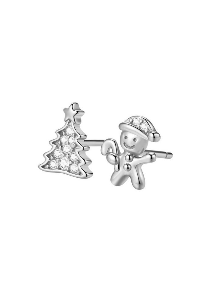 Hey Happiness Paar Ohrstecker Weihnachtsbaum & Lebkuchen, für Damen & Mädchen, Festliche 925 Silber Damen Ohrringe, vergoldet von Hey Happiness