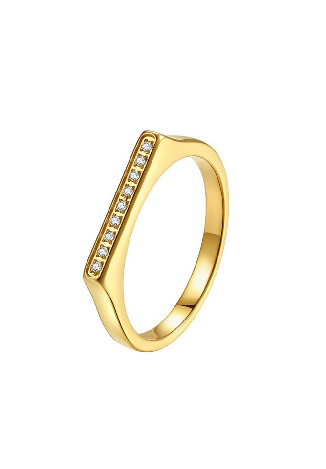 Hey Happiness Partnerring Statement Ring Rechteck mit Zirkonia, Trend Pinky Ring Siegelring, 18k Vergoldet von Hey Happiness