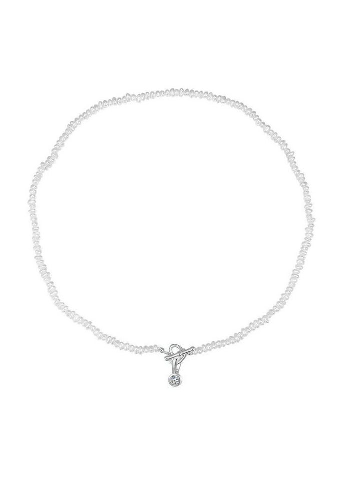 Hey Happiness Perlenkette Süßwasserperlen Herz Steg Verschluss aus 925 Silber, 18K vergoldet, Kette Choker Anhänger Solitär Clip&Mix, hängend, Brautschmuck von Hey Happiness