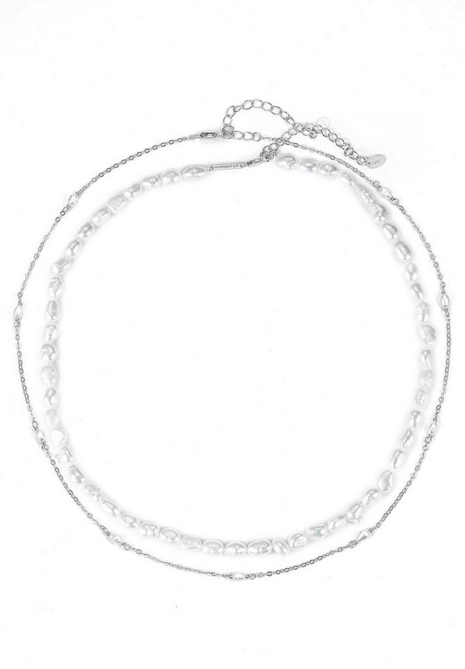 Hey Happiness Perlenketten-Set 2er echte Barock Perlen, Silberschmuck für Braut, Süßwasserperlen Ketten Damen 925er Silber, 2-tlg., 18K vergoldet von Hey Happiness