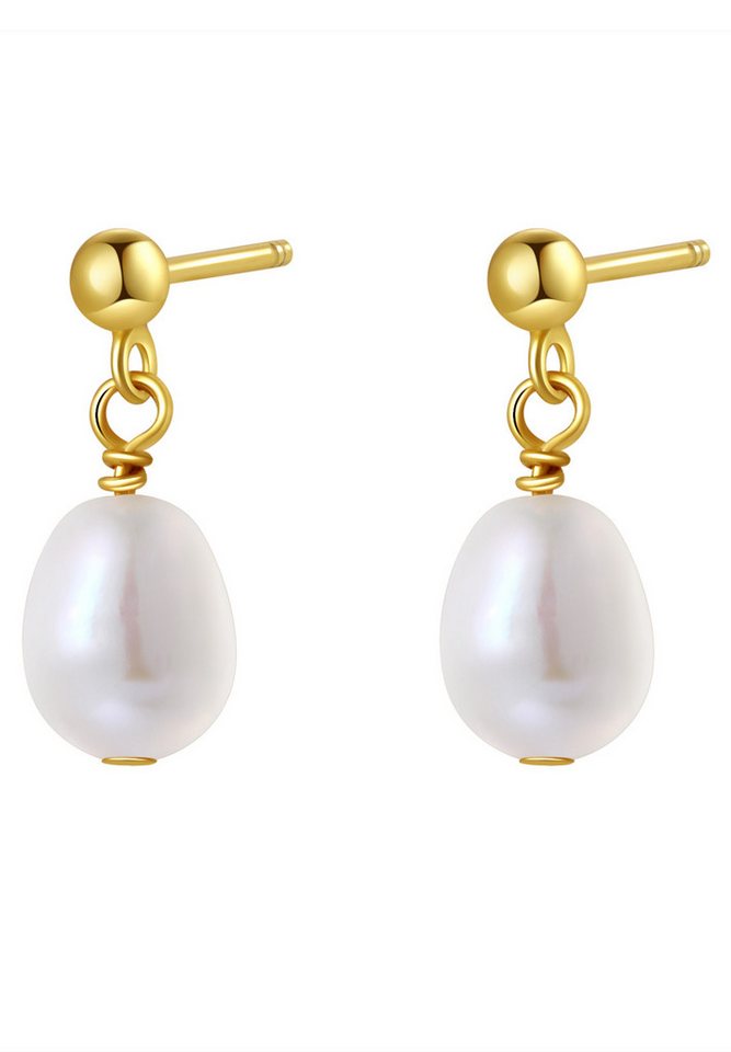 Hey Happiness Perlenohrringe Damen Tropfen, Ohrstecker mit hängender Perle, 925 Silber Ohrringe Süßwasserperle Anhänger, Roségold Gold vergoldet von Hey Happiness